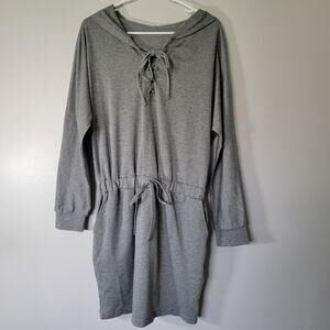 Cupshe Hoodie Beach Dress Cover Up Womens M Gray Jersey Casual Athleisure Cabin